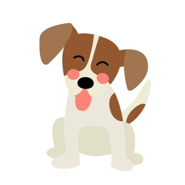 Oturan Jack Russell hayvan çizgi film karakteri çizimi.