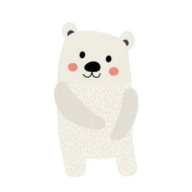 Ayakta duran kutup ayısı hayvan çizgi film karakteri çizimi.