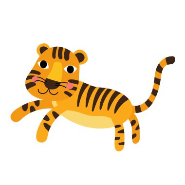 Ayakta duran kaplan hayvan çizgi film karakteri çizimi