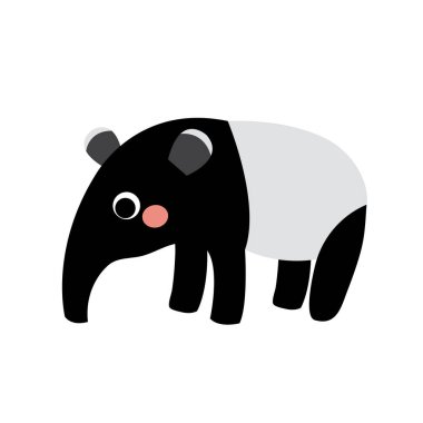 Ayakta duran Tapir hayvan çizgi film karakteri çizimi.