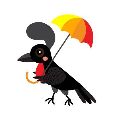 Umbrellabird animal cartoon character vector illustration. clipart