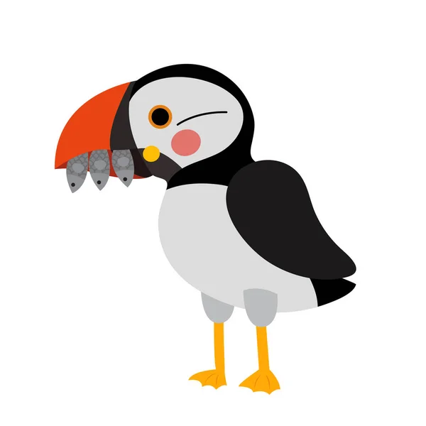 パフィンの鳥の動物の漫画のキャラクターのイラスト — ストックベクタ