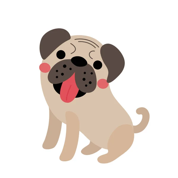 Pug Perro Animal Dibujo Animado Personaje Vector Ilustración — Archivo Imágenes Vectoriales