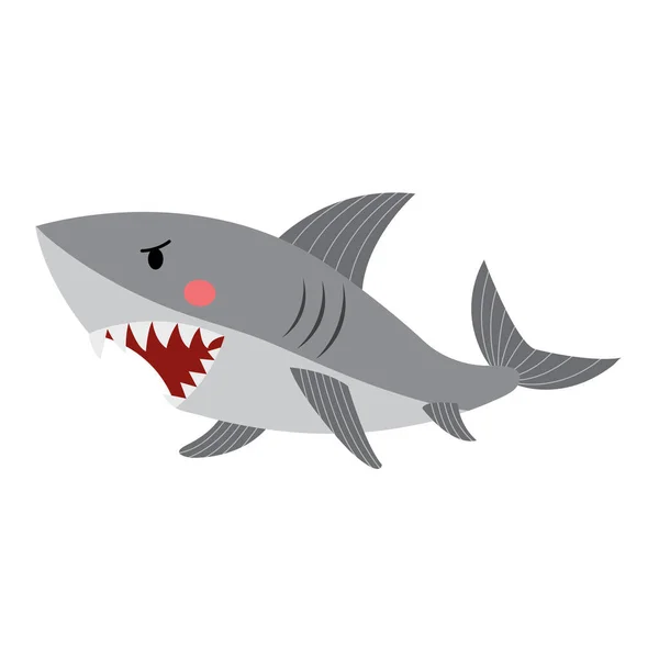 Hai Tier Zeichentrickfigur Vektor Illustration — Stockvektor