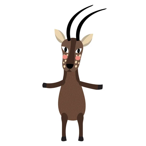 Saola Standing Two Legs Animal Cartoon Character Vector Illustration — Stock Vector