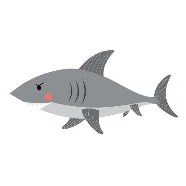 Requin Vue Côté Animal Dessin Animé Personnage Vectoriel Illustration — Image vectorielle