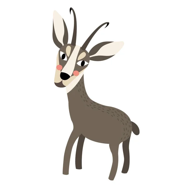 Pie Chamois Animal Dibujo Animado Personaje Vector Ilustración — Vector de stock