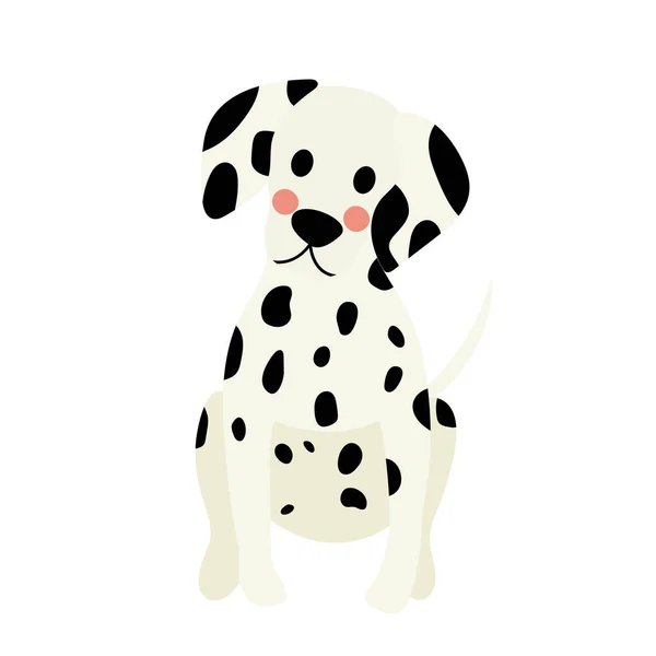 Sentado Animal Dálmata Dibujo Animado Personaje Vector Ilustración — Vector de stock