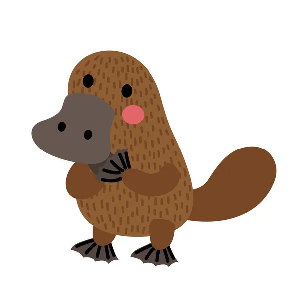 Μόνιμη Απεικόνιση Φορέα Χαρακτήρα Κινουμένων Σχεδίων Platypus Ζώων — Διανυσματικό Αρχείο