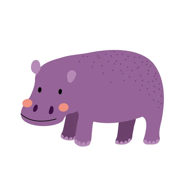 Pie Hippopotamus Animal Dibujo Animado Personaje Vector Ilustración — Archivo Imágenes Vectoriales