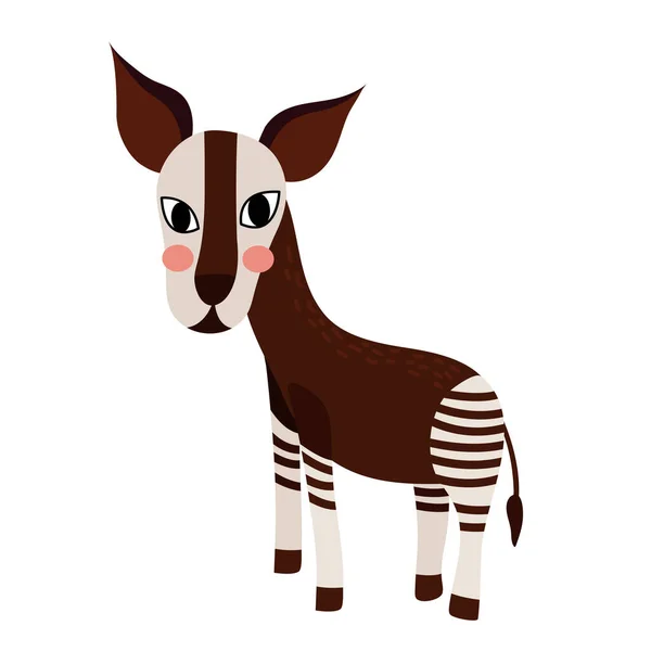 Estar Okapi Animal Desenho Animado Personagem Vetor Ilustração —  Vetores de Stock