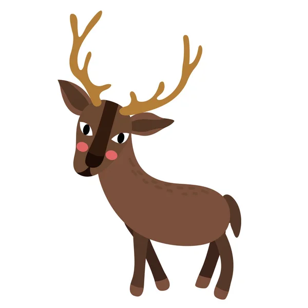 站立驯鹿动物卡通人物矢量图解 — 图库矢量图片