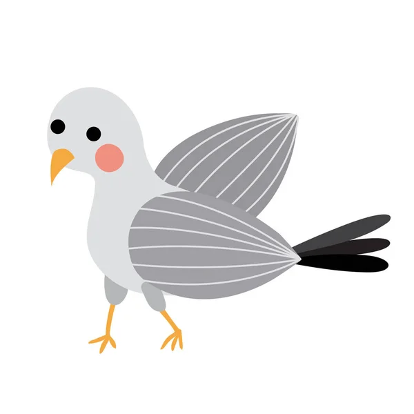 Pie Pájaro Gaviota Animal Dibujo Animado Personaje Vector Ilustración — Vector de stock