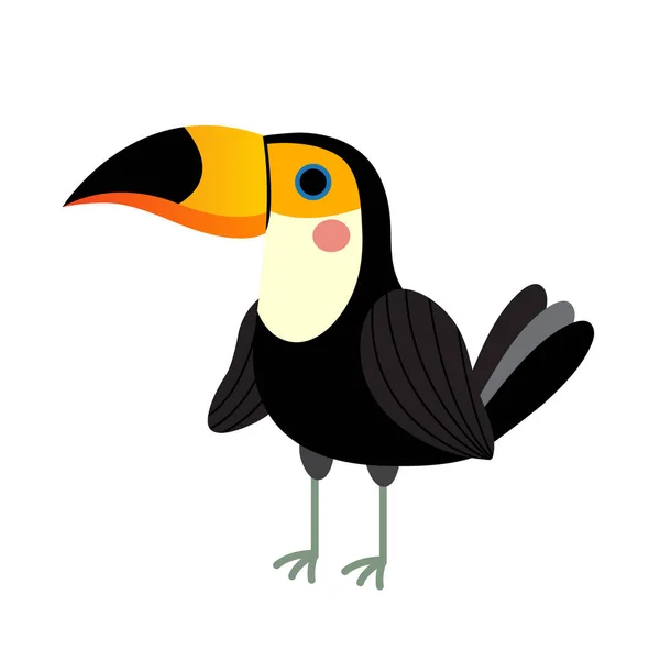 Uccello Piedi Toucan Animale Cartone Animato Personaggio Vettoriale Illustrazione — Vettoriale Stock