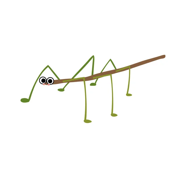 Stick Insekt Tier Cartoon Charakter Vektor Illustration — Stockvektor