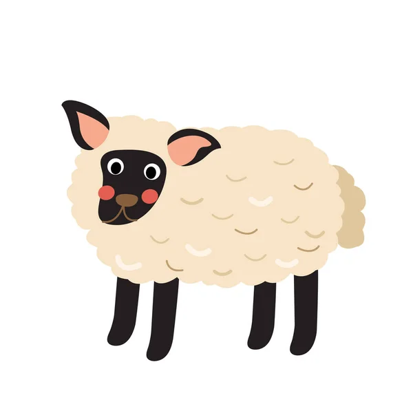 Suffolk Mouton Animal Dessin Animé Personnage Vectoriel Illustration — Image vectorielle