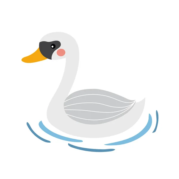 Swan Zvíře Kreslený Znak Vektor Ilustrace — Stockový vektor