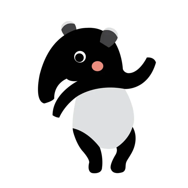 Tapir Pie Sobre Dos Patas Animal Dibujo Animado Personaje Vector — Vector de stock