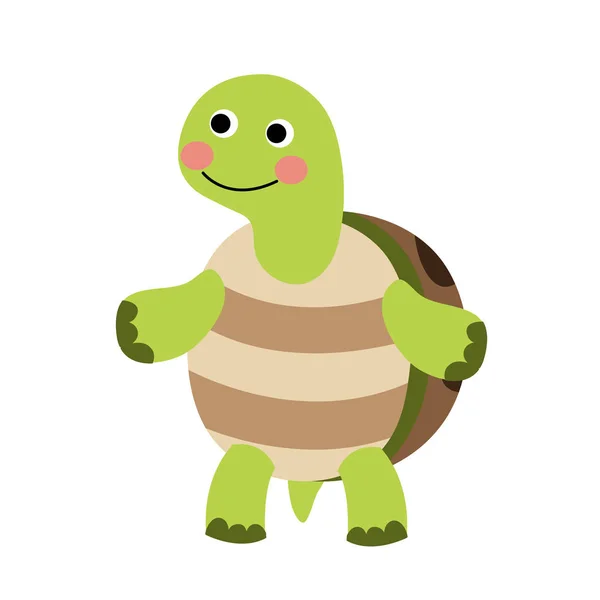 Schildkröte Steht Auf Zwei Beinen Animal Cartoon Charakter Vektor Illustration — Stockvektor