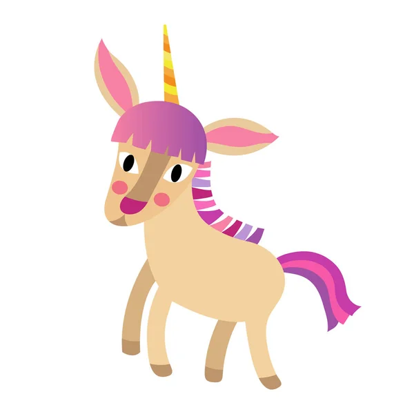Unicornio Animal Dibujo Animado Personaje Vector Ilustración — Vector de stock