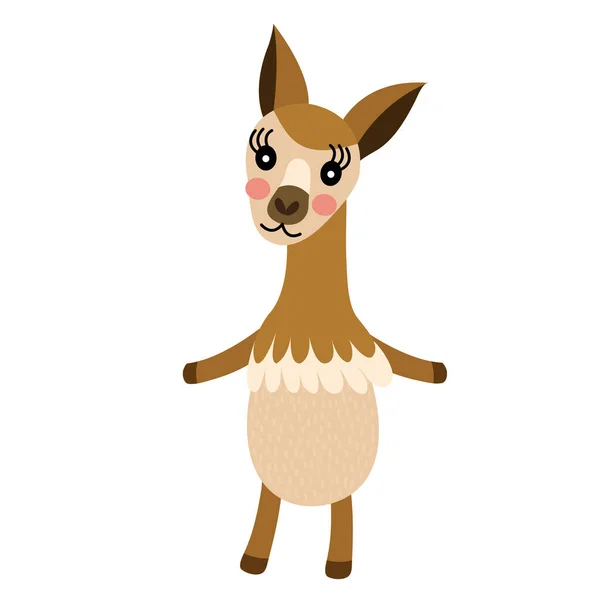 Vicuna Standing Two Legs Animal Cartoon Character Vector Illustration — Stock Vector