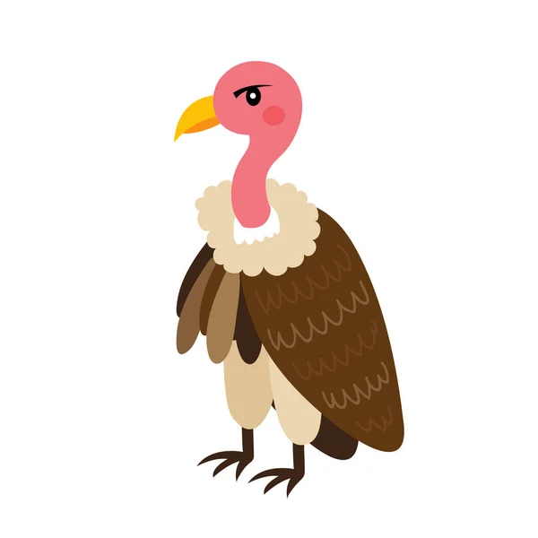 Vulture Vogel Dier Cartoon Karakter Vector Illustratie — Stockvector