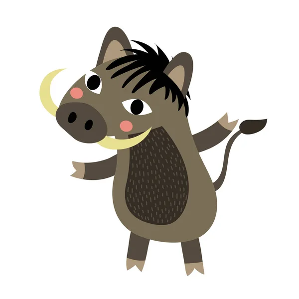 Warthog Animal Desenho Animado Personagem Vetor Ilustração —  Vetores de Stock