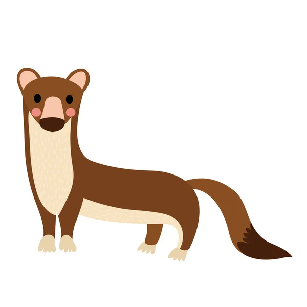 Weasel Animal Cartoon Character Vector Illustration — Stock Vector