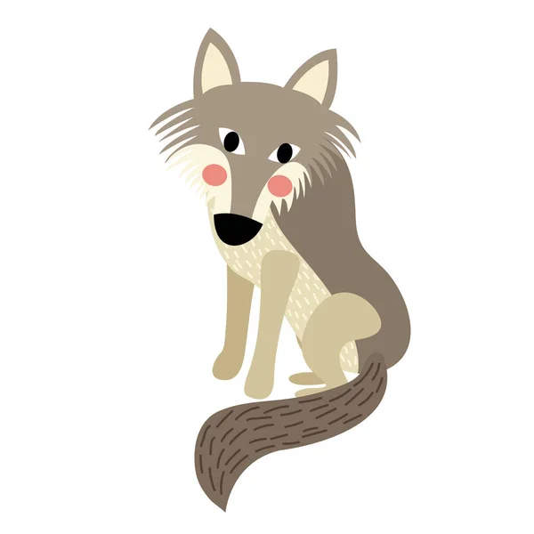 Wolf Animal Cartoon Character Vector Illustration — Stock Vector