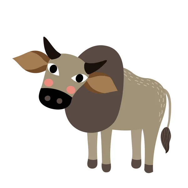 Zebu Animal Desenho Animado Personagem Vetor Ilustração —  Vetores de Stock
