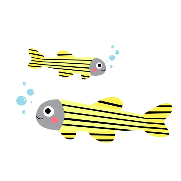 Zebrafish Animal Cartoon Character Vector Illustration — Stock Vector