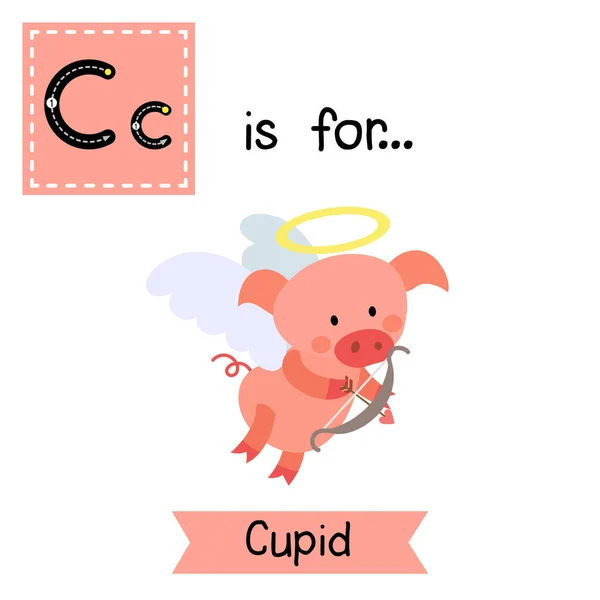 Enfants Mignons Alphabet Abc Lettre Traçant Fiche Cupidon Pour Les — Image vectorielle