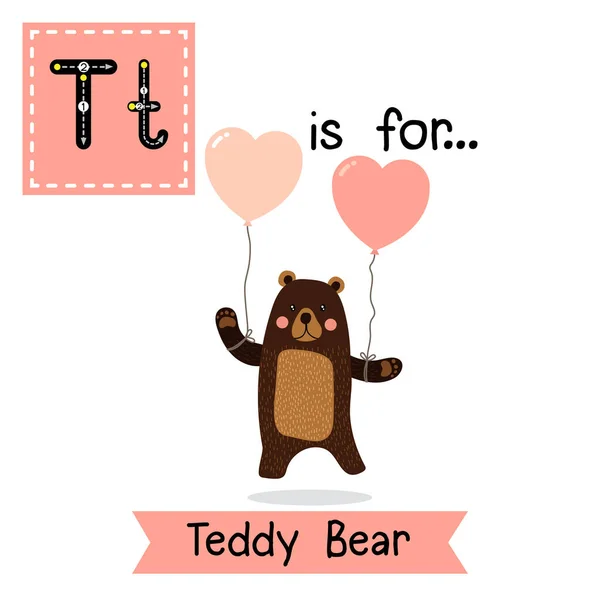 Enfants Mignons Alphabet Abc Lettre Traçant Fiche Teddy Bear Pour — Image vectorielle