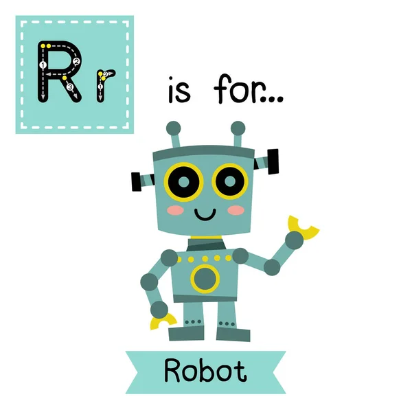 Leuke Kinderen Abc Alfabet Letter Traceren Flashcard Van Robot Voor — Stockvector