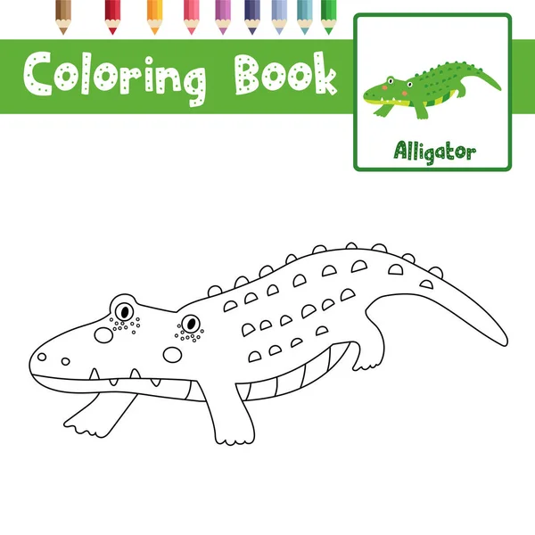 Página Para Colorear Animales Cocodrilo Para Niños Preescolares Actividad Hoja — Vector de stock