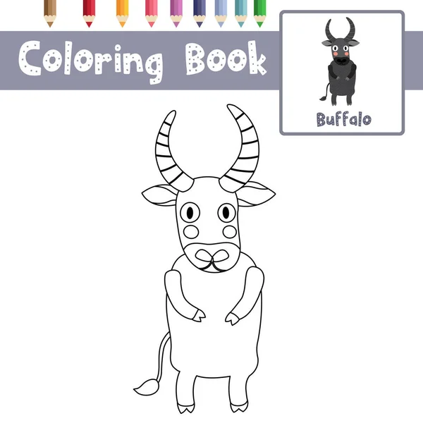 Dibujo Para Colorear Buffalo Pie Sobre Dos Patas Animales Para — Archivo Imágenes Vectoriales