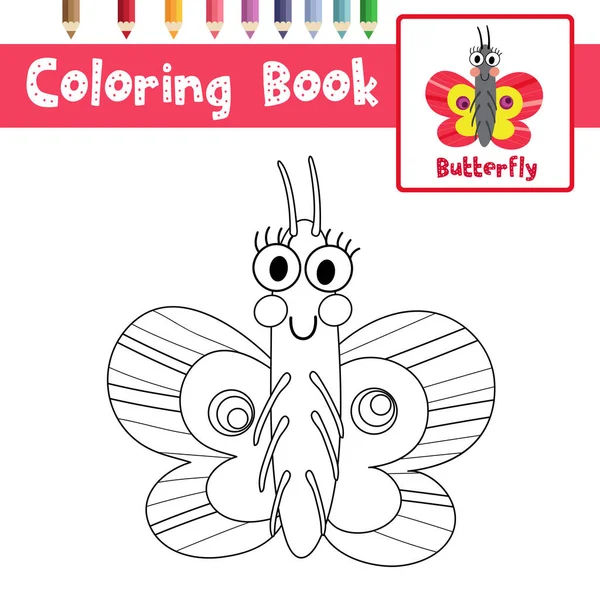 Página Para Colorear Animales Mariposa Para Niños Edad Preescolar Hoja — Vector de stock