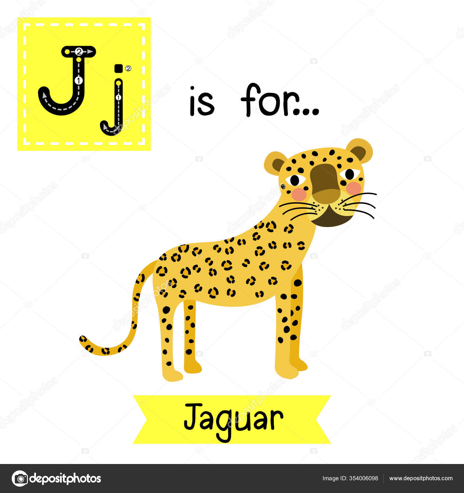 Cute Children Zoo Alphabet Letter Tracing Jaguar Kids Learning English  Stock Vector Image by ©natchapohn #354006098
