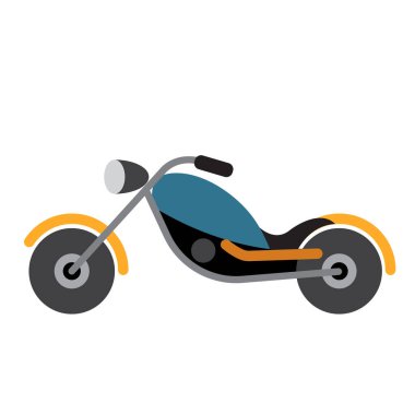 Chopper taşımacılığı çizgi film karakteri yan görünümü beyaz arkaplan vektör illüstrasyonunda izole.