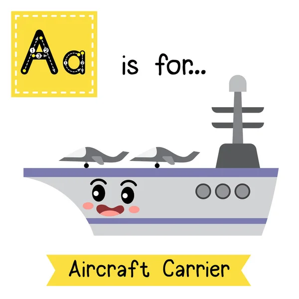 Letter Cute Children Colorful Transportations Abc Abeceda Tracing Flashcard Aircraft — Stockový vektor