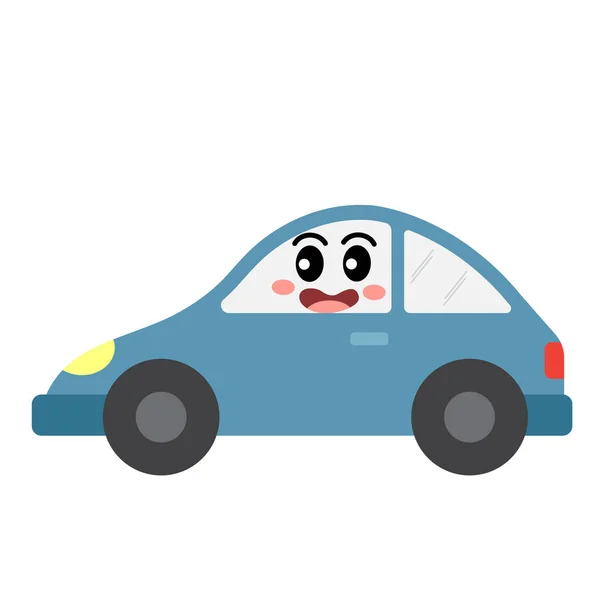 Car Transportation Cartoon Character Side View Isolated White Background Vector — Stock Vector