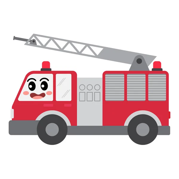Feuerwehr Transport Cartoon Charakter Seitenansicht Isoliert Auf Weißem Hintergrund Vektor — Stockvektor
