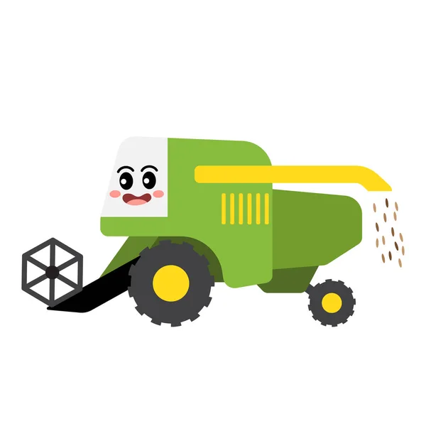 Harvester Transport Cartoon Charakter Seitenansicht Isoliert Auf Weißem Hintergrund Vektor — Stockvektor