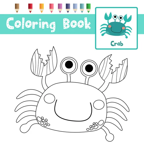 就学前の子供のためのBlue Crab動物の着色ページ活動教育ワークシート ベクターイラスト — ストックベクタ