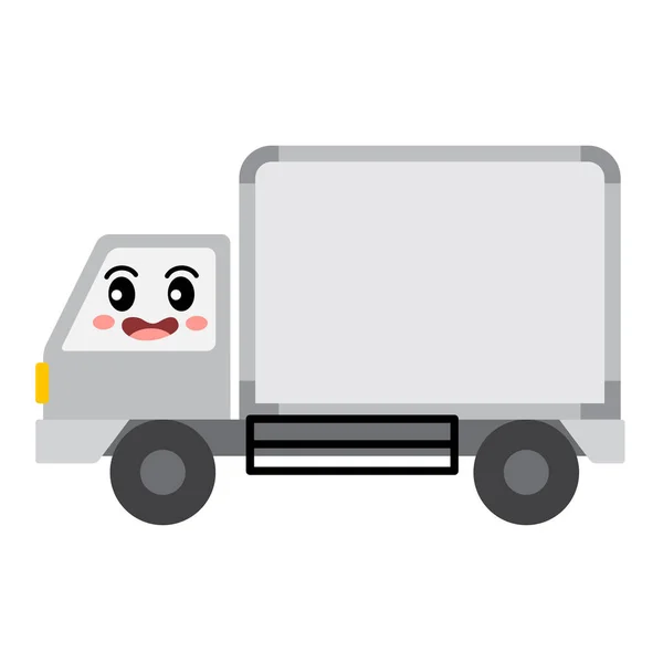 Camion Transport Dessin Animé Personnage Vue Côté Isolé Sur Fond — Image vectorielle