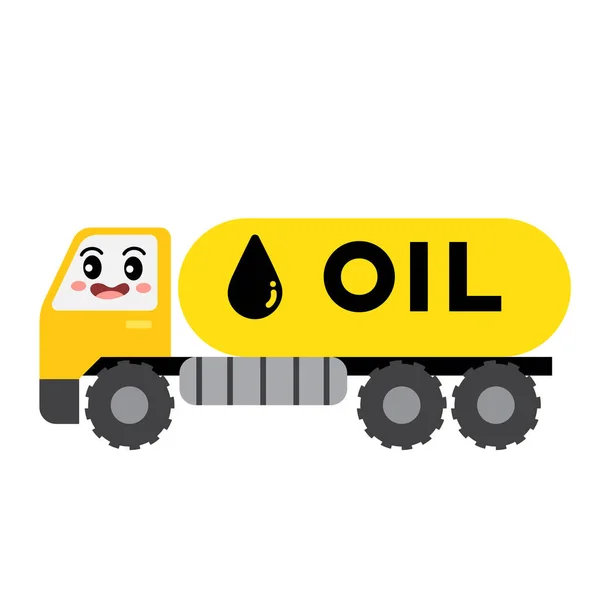Oil Tanker Truck Transportation Cartoon Character Side View Isolated White — Stock Vector