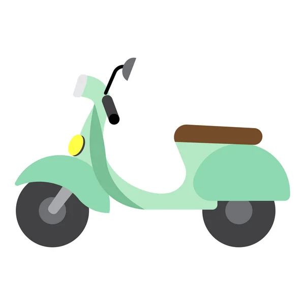 Motor Scooter Transportation Cartoon Character Side View Isolated White Background — Stock Vector