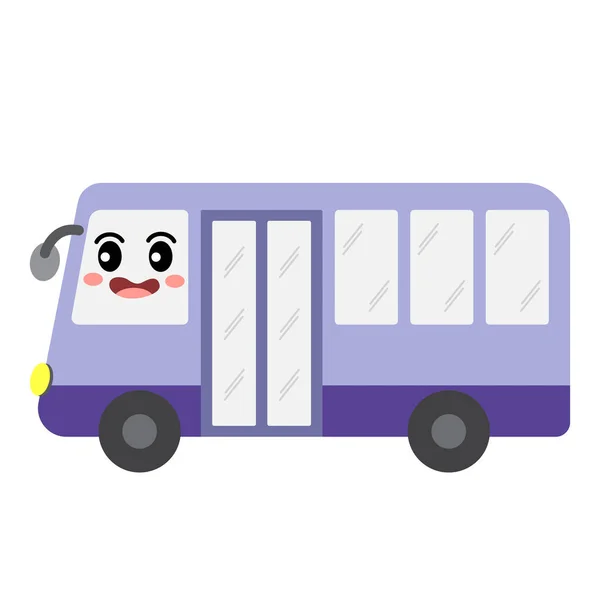 Minibus Transportu Kreskówek Charakter Side View Izolowane Białym Tle Wektor — Wektor stockowy