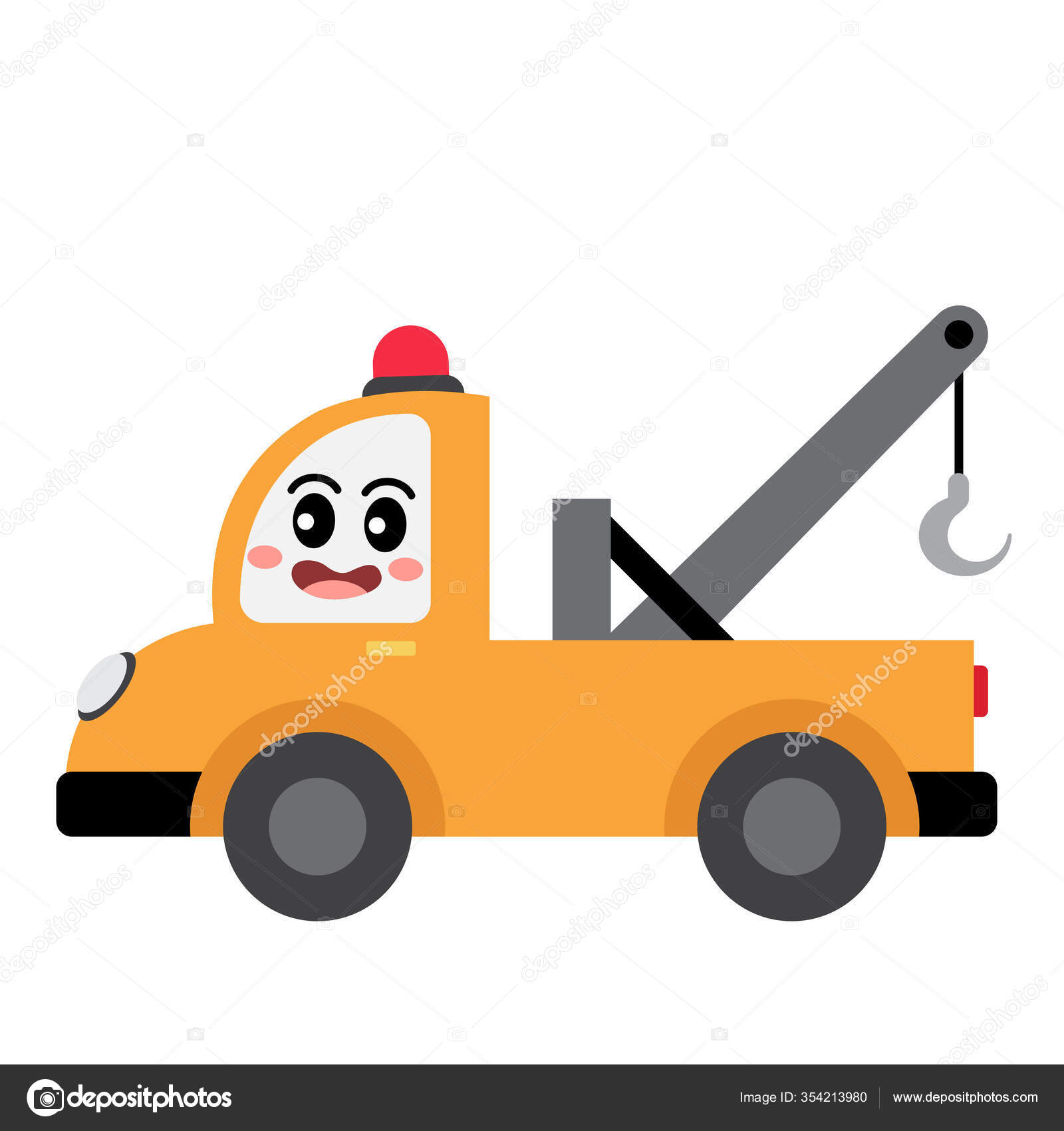 Tow Truck Transportation Cartoon Character Side View Isolated White  Background Stock Vector Image by ©natchapohn #354213980