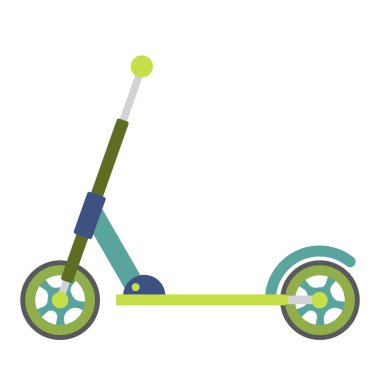 Scooter taşıma çizgi film karakter yan görünümü beyaz arkaplan vektör ilüstrasyonunda izole.